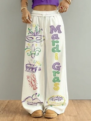 Mardi Gras Graffiti Loose Straight Pants