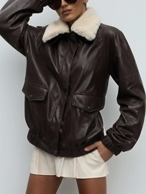 Fur Collar Leather Retro Zipper Jackets