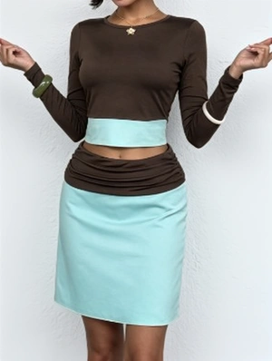 Colorblock Ruched A-line Skirt Sets