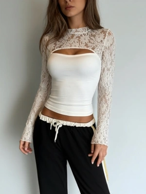 Hollow-out Solid Color Bodycon T-shirts