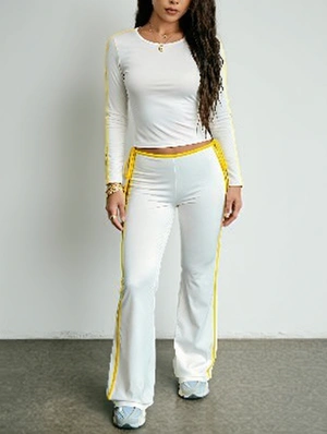Striped Long Sleeve Top Flared Sweatpants Set