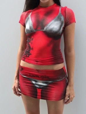 Abstract Printed Bodycon Cropped Skirt Sets