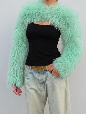 Fluffy Cropped Long Sleeve Bolero Shrug