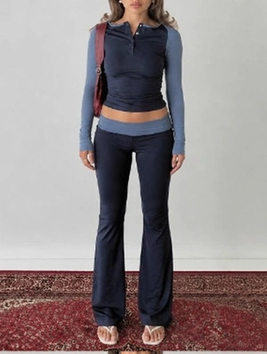Colorblock Bodycon Flared Pant Sets