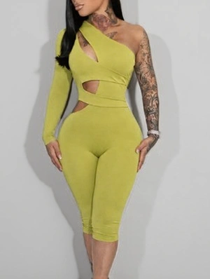 Irregular Hollow-out One Shoulder Rompers
