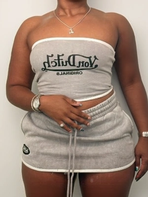 Letter Print Bodycon Tube Skirt Sets