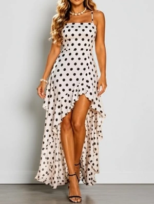 Polka Dots Backless Tie-wrap Maxi Dress