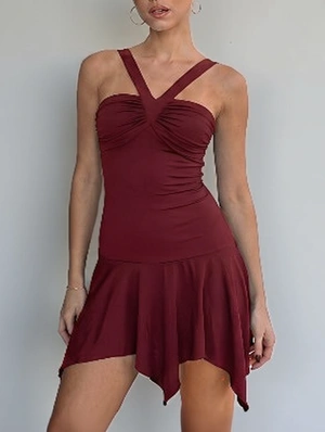 V Neck Halter Mid Rise Sleeveless Dress
