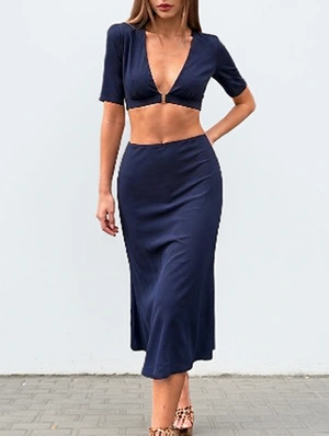 Pullover Spandex Cropped Skirt Sets