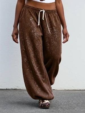 Rhinestones Casual Loose Sweatpants