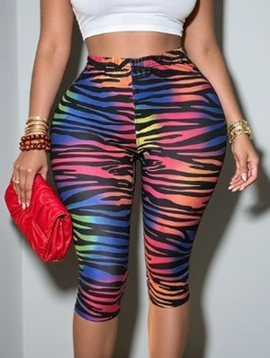 Zebra Printed Bodycon Capri Pants