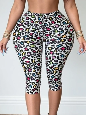 Colorblock Leopard Fitted Capri Pants