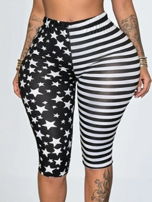 Striped Star Printed Bodycon Capri Pants