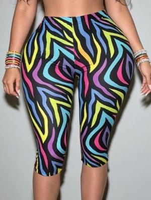 Colorblock Ripple Fitted Capri Pants