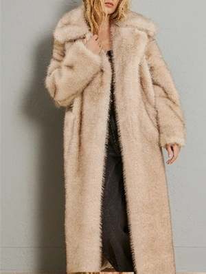 Faux Fur Big Lapel Loose Long Coat
