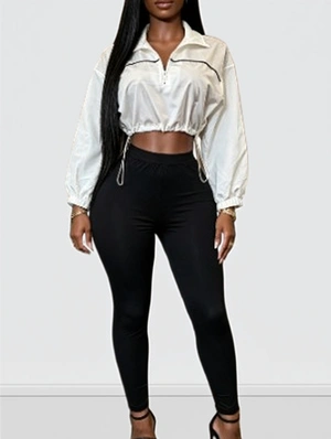 Half-Zip Cropped Sweatshirt Leggings Sets