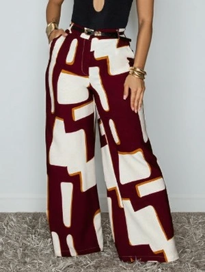 Geometric Printed Wide Leg Pants
