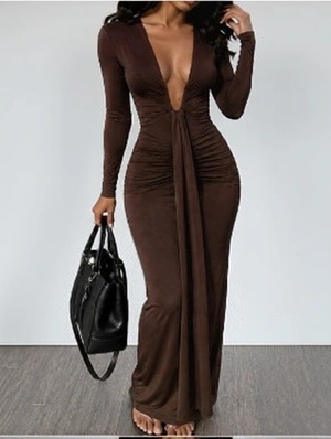 Patchwork Milk Fiber Low Rise Long Sleeve Dress