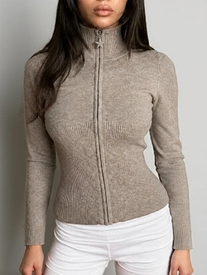 Patchwork Stand Collar Long Sleeve Design Tops