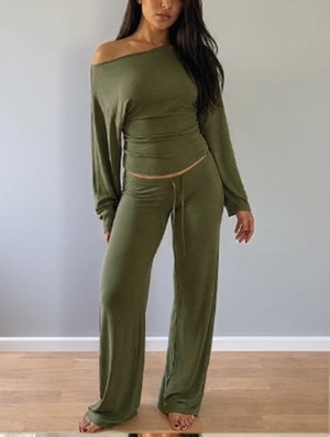 Long Sleeve Milk Fiber Lace-Up Pant Sets