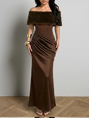 Patchwork Boat Neck Maxi Sleeveless Dress