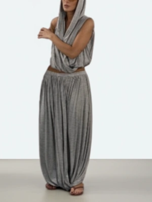 Hooded Elbow Sleeve Milk Fiber Skirt Sets