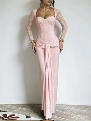 Pullover Solid Color Sheath Dress Long Sleeve Dress