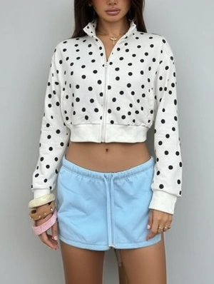 Polka Dots Zipper Bare Waist Coats