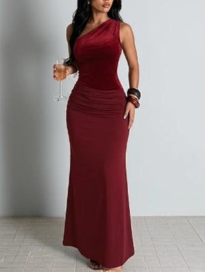 Inclined Shoulder Spandex Sleeveless Dress