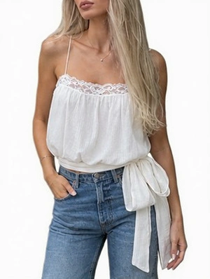 Lace Panel U Neck Backless Tanks Camisoles