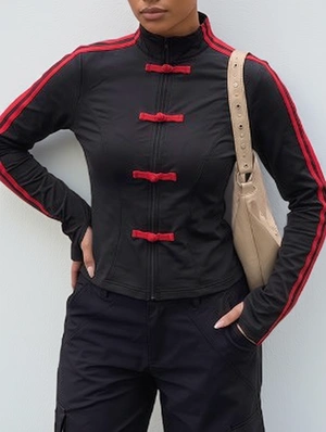 Frog Buttons Mandarin Zipper Coats