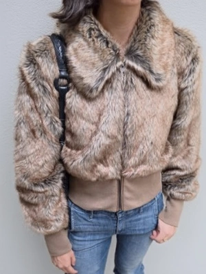 Fake Fur Zipper Lapel Bare Waist Coats