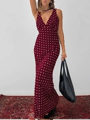 Elegant Polka Dots Halter Maxi Dress
