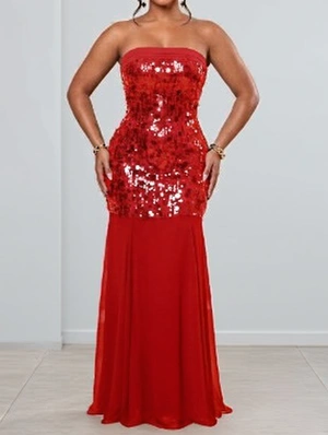 Sequin Luxury Strapless A-line Maxi Dress