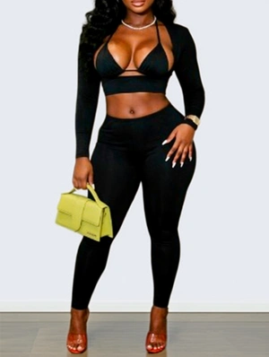 Lace-Up Bikinis Shawl Leggings 3 Piece Sets