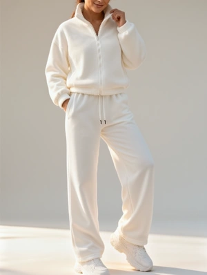 Casual Zip Up Sweatshirt Loose Pants Two Piece Set