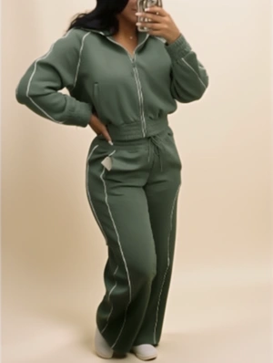Lined Lapel Coats Wide Leg Pant Sets