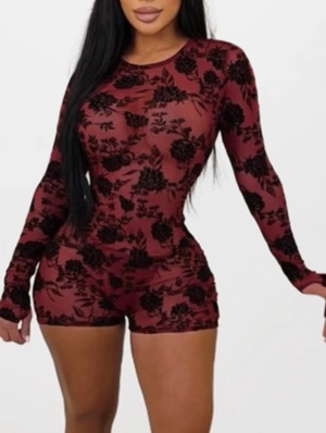 Floral Printed Backless Fitted Rompers
