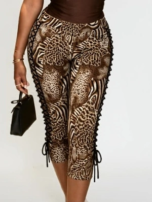 Leopard Tie-wrap Bodycon Capri Pants