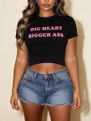 Letter Printed Crewneck Baby Tee