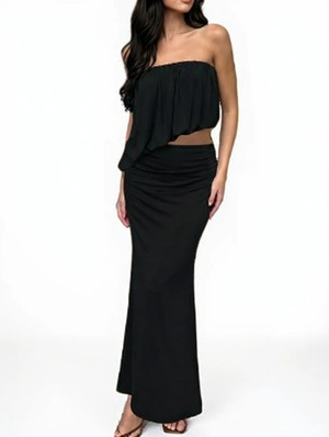 Backless Tube Top Slim Maxi Skirt Set