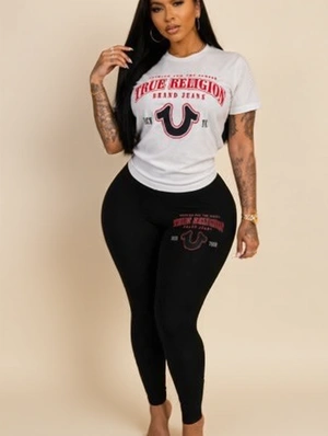 Letter Printed Streetwear Fitted Pant Sets