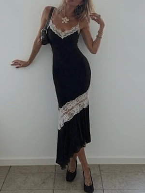 Lace Up Sleeveless Midi Sleeveless Dress