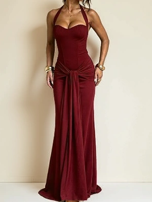 Lace Up Pure Color Sheath Sleeveless Dress