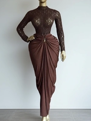 Lace Sheer Tops Ruched Skirt Sets