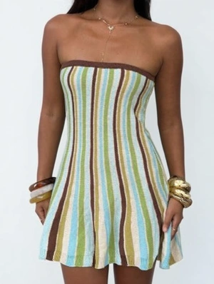 Knitted Vertical Strapless A-line Mini Dress