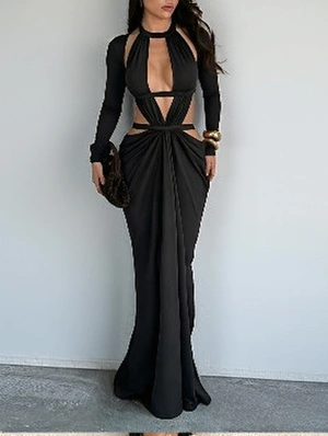 Elegant Backless Cutout Long Formal Dress