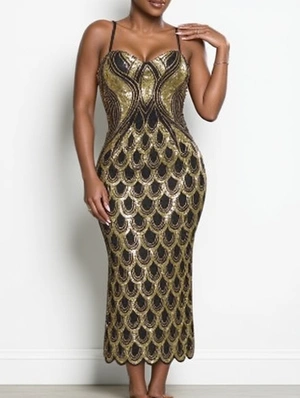 Sequin Luxury Sleeveless Fitted Maxi Dress