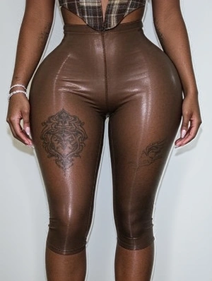 Plain Color Bodycon Sheer Capri Pants