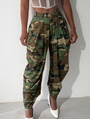 Ruched Irregular Loose Camouflage Pants
